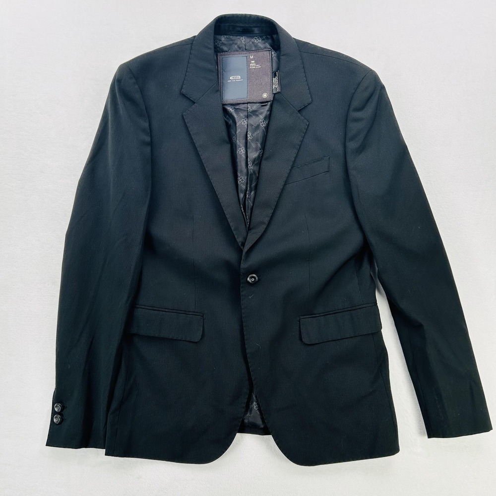 G-Star RAW Blazer Mens Medium Black Pinstripe Suit Jacket Stretch Modern Office